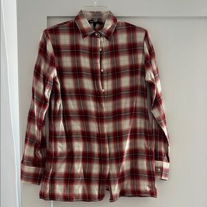 Maje Red and White Plaid Button Down Shirt